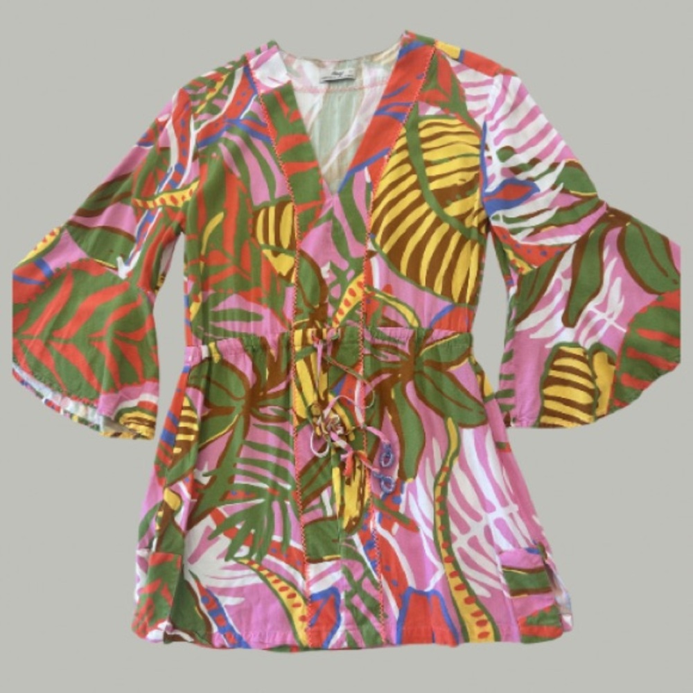 Maaji Beach Coverup Kaftan Dress Vibrant Tropical Dress - Picture 3 of 11